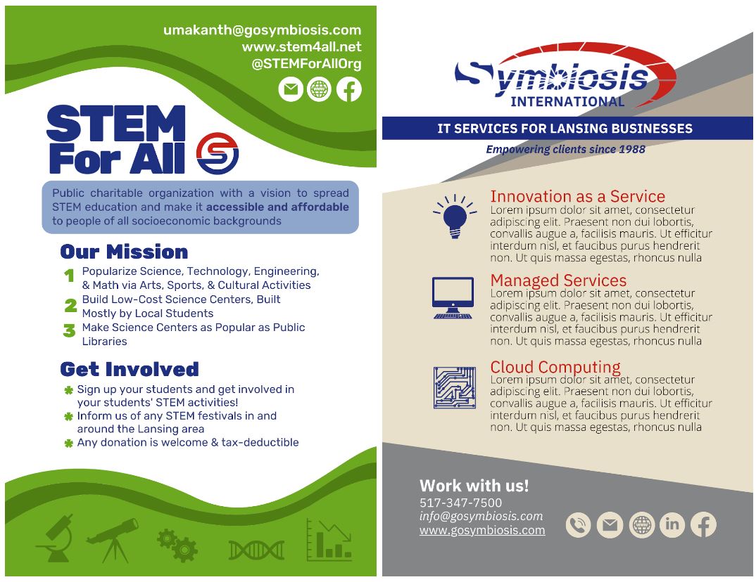 image of posters, one for symbiosis and one for stem for all